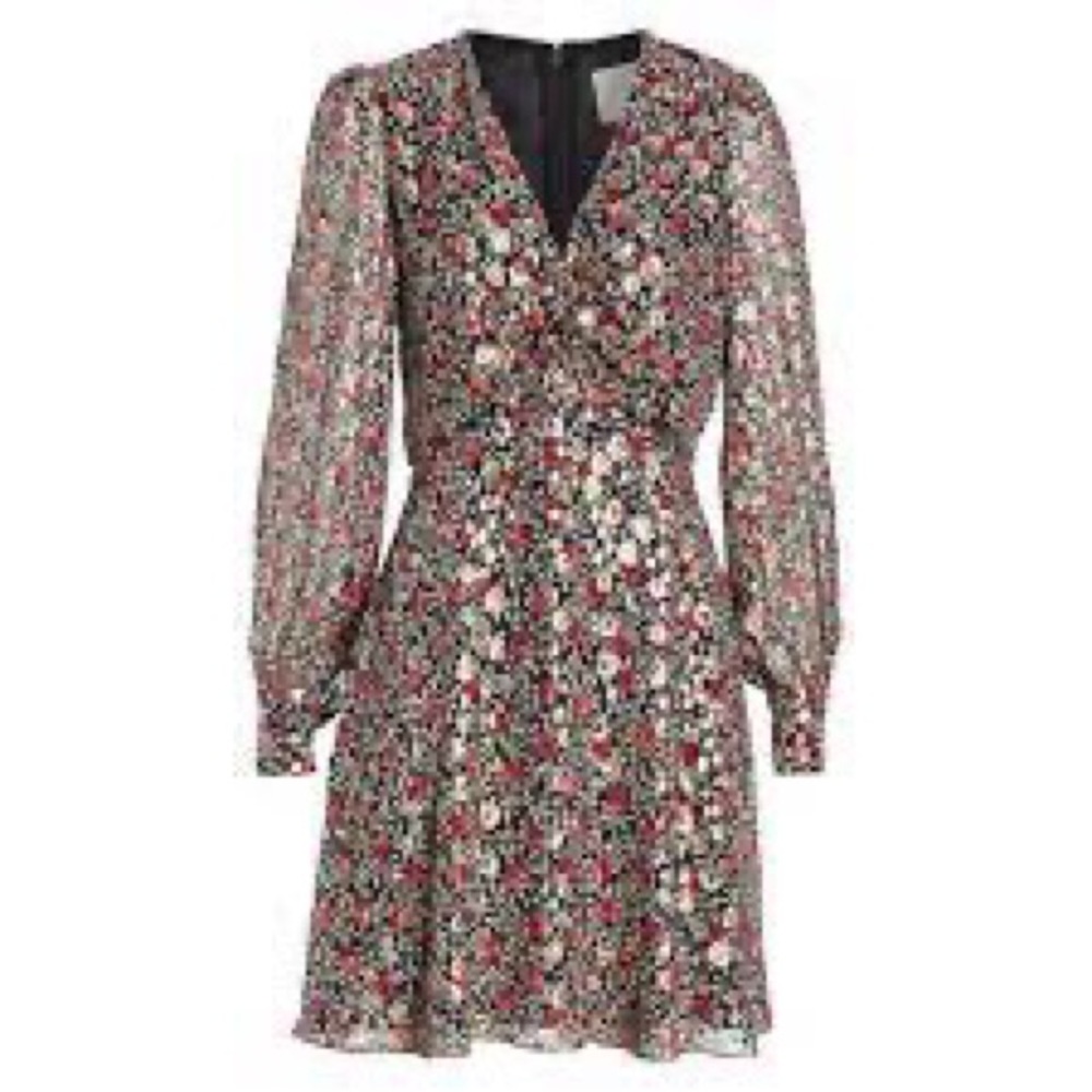 Kate Spade dress black + floral pattern + gold metallic 💖